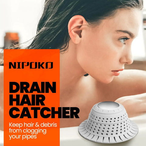 Universal Silicone Bathtub Drain Strainer With Tall Dome Design For Quick Shower Hair Catcher And Jewelry Protection No Sweat Setup Fits Standard US Sizes Like A Glove And Keeps Your Drains Clear, placed beside a person in a tub.
