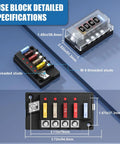 Waterproof 12V Four Circuit Fuse Block Marine Fuse Panel With LED Indicator Relay Box Kit Damp Proof Cover Built Built-in 4 fuses, 94.5mm x 37.3mm