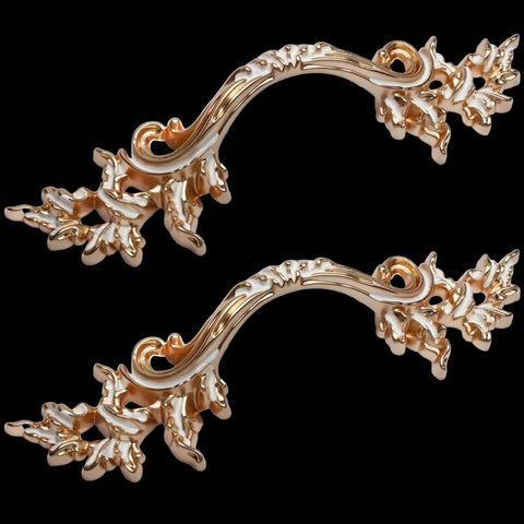 2 Pack European Style Dresser Pulls, 2-1/2 Inch Vintage Gold Antique Cabinet Handles, Retro Drawer Pulls For Dresser, Closet And Cabinet, Easy Install, Zinc Alloy Hardware