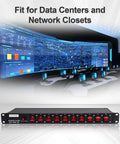 10 Outlet 1U Rack Mount PDU With Individual Switches Surge Protector 100-240V 15A 1800J Server Grade Power Strip