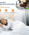 Enclosed 20 Inch Bladeless Ceiling Fan With Light And Remote, quiet operation, low profile design, ideal for bedroom use.