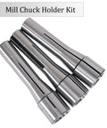 R8 Collet Set 29-Piece 1/32 Inch to 1 Inch Mill Collets Kit in Steel for Mill Machine with Chuck Holder, three collets shown