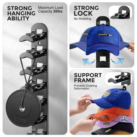 Solid 2 Pack Hat Organizer For Baseball Caps And Dad Hats Holds Up To 20 Fits Without Crushing Your Gear Clever Spaced Design Keeps Your Collection Fresh Hassle Free Screw Or Tape Mount For Closets And Game Rooms