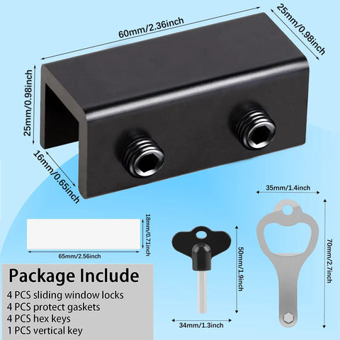 Lock Up Your Spot Tight With These Heavy Duty Black Window Locks 4 Pack Adjustable Sliding Door Security Stops With Keys components and dimensions