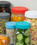 9 Gray Wide Mouth Mason Jar Lids With Silicone Ring 86mm Thickened Leakproof Plastic Covers Fits Ball Kerr And More For Preserving Food Sauces And Bulk Batch Storage Keepin It Fresh on jars of cereal, pickles, and snacks