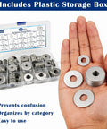 290 Piece Flat Washer Set For Screws Stainless Steel Fender Washers Assortment In M3 To M10 Sizes Must Have Heavy Duty Gear For Auto DIY Projects And Everyday Hardware Fixes, washers in case on hand