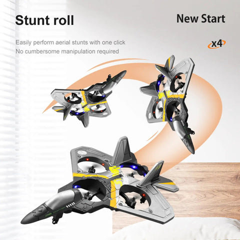 Foam RC Fighter Jet Airplane With Lights, Dual Battery Pack, No Assembly, Ready To Fly, 360 Degree Flips And Dope Stunt Rolls