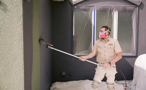 Pro Grade Spray And Roll Painting Kit With Three Foot Pole For Textured Walls, contractor painting textured wall.