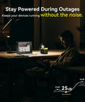 88.8Wh Portable Solar Generator With 21W Panel Included for quiet power during outages in a home office setting