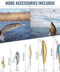 All In One Fishing Lures Kit With 92 Pcs Tackle Box Includes Crankbaits Spoons Hooks Weights And Other Accessories For Bass Freshwater Angling Gift For Men, featuring selection of lures and a fish on a hook
