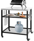 Stainless Steel Outdoor Grill Cart With Wheels For A Serious Outdoor Kitchen Setup Heavy Duty Pizza Oven Stand And Three Shelf Prep Table On The Go