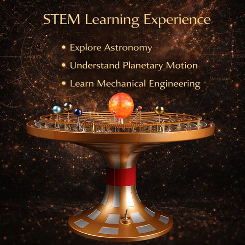 Premium Metal Solar System Model Kit With 600 Plus Precision Parts, Hands-On Mechanical Orrery With LED Sun display