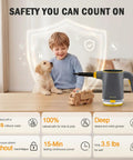 Entalva Handheld Steam Cleaner Gray With Smart Led Display And 15 Pieces Cleaning Kit, child and puppy interaction.