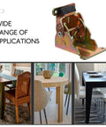 Heavy Duty 4 Pack Folding Table Leg Hinges with 90 Degree Self Locking Iron Brackets in various home setups