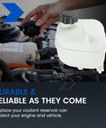 Swap Out Your Old Parts With This Engine Coolant Reservoir Tank For Mini Cooper 2002 Through 2008 Oe 603 331 Replacement Expansion Tank shown in engine bay.