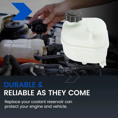 Swap Out Your Old Parts With This Engine Coolant Reservoir Tank For Mini Cooper 2002 Through 2008 Oe 603 331 Replacement Expansion Tank shown in engine bay.