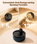 Wireless Cat Water Fountain Cordless No Cords Needed Battery Operated 88 Oz Black Pet Water Dispenser With Quiet Pump And Motion Sensor