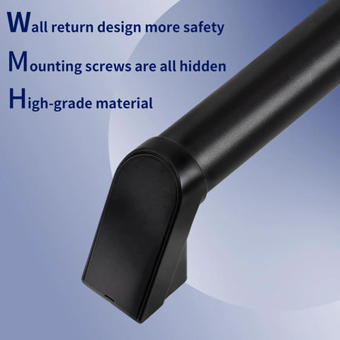 Heavy Duty Aluminum Handrail Set For Indoor Outdoor Stairs 16 Foot Wall Mounted Grab Bar with hidden screws design.