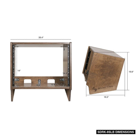 Rock Solid 8U Angled Desktop Studio Rack Hella Durable Baltic Birch Build With Slick Weathered Brown Finish Zero Hassle Setup Big Room Saver For Home Music Creators And Podcasters Who Want A Dope Equipment Platform That Slaps