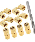 Brass Cabinet Hinges Set With Drill Bit For Easy Hidden Mounting, 10mm Barrel, 180 Degree Opening, Invisible Mount