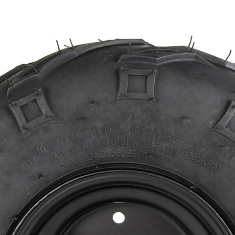Close-up of 145/70-6 tubeless tire tread on wheel from Versatile 145/70-6 ATV Go Kart Wheels Set With Tubeless Tires, Left And Right Hubs