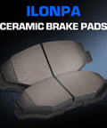 Front ceramic brake pads set by ILONPA, four pads with hardware, gray friction material