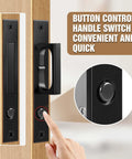 Button control handle on 6 Inch Pocket Door Hardware Set Complete 304 Stainless Steel Kit With Pop Out Ring Handle Edge Pull