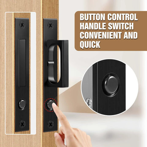 Button control handle on 6 Inch Pocket Door Hardware Set Complete 304 Stainless Steel Kit With Pop Out Ring Handle Edge Pull