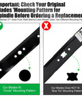Mulching Mower Blade With Circle Mounting Pattern For Craftsman Husqvarna 21 Inch Deck Push Walk Behind Lawn Mower Replacement 165833 175064 189028 532189028 showing blade with correct circle pattern and incorrect bow tie pattern