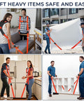 Two Person Moving Straps Kit For Heavy Duty Furniture And Appliances With Shoulder Lifting System Back Support Vest Up To 800 Lbs 120 Inch Round Sling Durable Orange Polyester