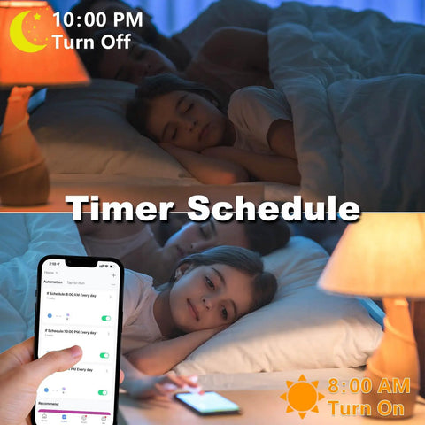 Color Changing Smart A15 LED Bulb With Dimmable WiFi Control, Works With Alexa Google Assistant in bedroom, timer schedule demo