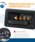 Close-up of Jeep Wrangler Exterior And Interior Door Handles With Keepers Kit for YJ TJ 1991 2002, highlighting improved lever quality.