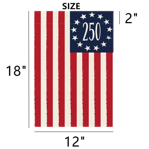 Patriotic Garden Flag Celebrating 250 Years Of America With Double Sided USA Flag, 12x18 inch, featuring stripes and stars design