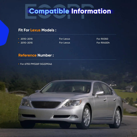 Lexus sedan with text overlay about compatible models for Front Hood Lift Supports Gas Springs For Lexus RX 350 2010 2015 And RX 450H