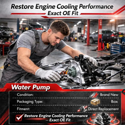Hella Solid Electric Water Pump Thermostat Kit With Premium Gaskets Zero Sweat Bolt On Swap For EA888 Gen3 2.0L in a workshop.