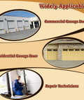 Image demonstrating the application of a heavy duty garage door vertical track repair tool set for commercial and residential doors