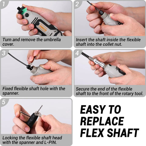 Do It All Rotary Tool Kit With 1.4 Amp Motor And 8000 To 35000 RPM Six Speed Control 127 Piece Accessory Set With Flex Shaft Replacement