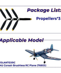 Three Pack 3-Blade Propellers For Volantex RC Brushless 500mm F4U Corsair RC Plane With Saver And Adapter Spare Propellers