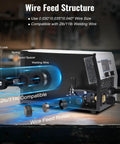 Side view of Six In One Dual Voltage MIG Welder 120V/240V Workhorse With Flux Core And Gas MIG showing spool gun compatibility