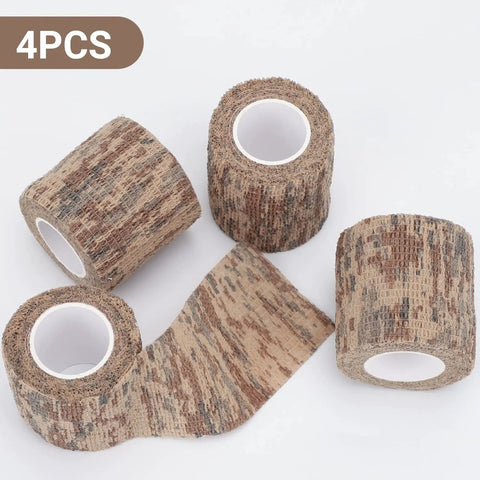 4 Roll Camo Tape Set For Outdoor Gear And Camping 2 Inch Wide By 14.76 Feet Each Roll Self Adhesive Breathable Fabric