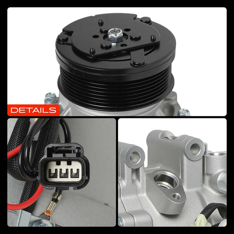Detail view of Honda Civic 1.8L AC Compressor With Clutch Replacement TRSE07 For 2006 2007 2008 2009 2010 2011 Models PAG 100