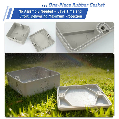 IP66 Waterproof Junction Box For Outdoor And Indoor Electronics, Dustproof ABS Project Enclosure, 4.2 X 4.2 X 2.3 Inch, Tough As Nails Weatherproof Electrical Box For Wiring And Gear, 200 Pack open box with rubber gasket and rain test