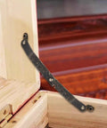 4 Pack Small Antique Brass Lid Folding Support Hinges For Wooden Boxes, Jewelry Cases And Chests installed view.