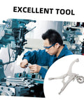 Rock Solid Adjustable Drill Press Locking Clamp Vise Built Tough As Nails For Woodworking And Metal Projects With Quick Adjustments and Iron Grip for Weekend Warriors and Pros, a user operates machinery in a workshop.