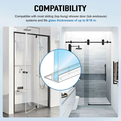 Image showing Heavy Duty Sliding Shower Door Bottom Guide Track Smooth Gliding Plastic Runner For Top Hung Bathroom Frames compatibility with glass up to 9/16 in.
