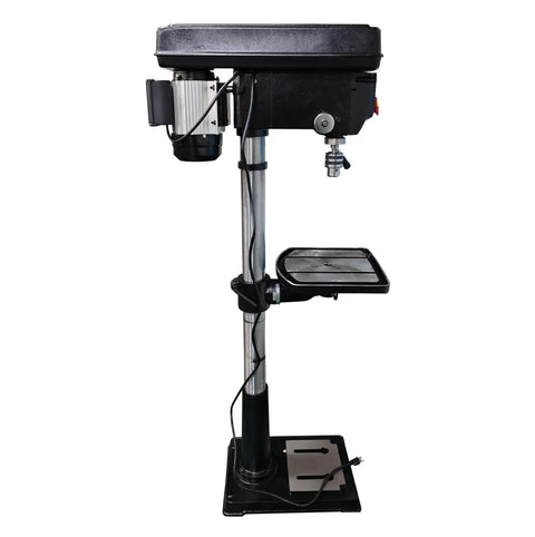 17 Inch ForedstWest Floor Drill Press 1.5Hp Motor With 16 Speeds Adjustable Table and cast iron construction, side view.