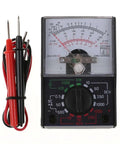 Digital Multimeter With DC AC Voltmeter And Ohm Amp Tester And Diode Voltage Tester, front view with test pens