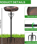 Vintage Bronze Metal Bird Bath And Feeder Bowl For Outdoors With Upgraded Five Prong Base And Taller Support Rod in garden
