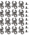 Badass Gunmetal Scorpion Screw Back Studs 16 Sets Metal Rivet Buttons for Punk Leather Jacket clothing and crafts.