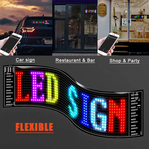Bluetooth LED Matrix Panel With App Control And USB 5V Power Flexible LED Screen for cars, shops, and bar displays
